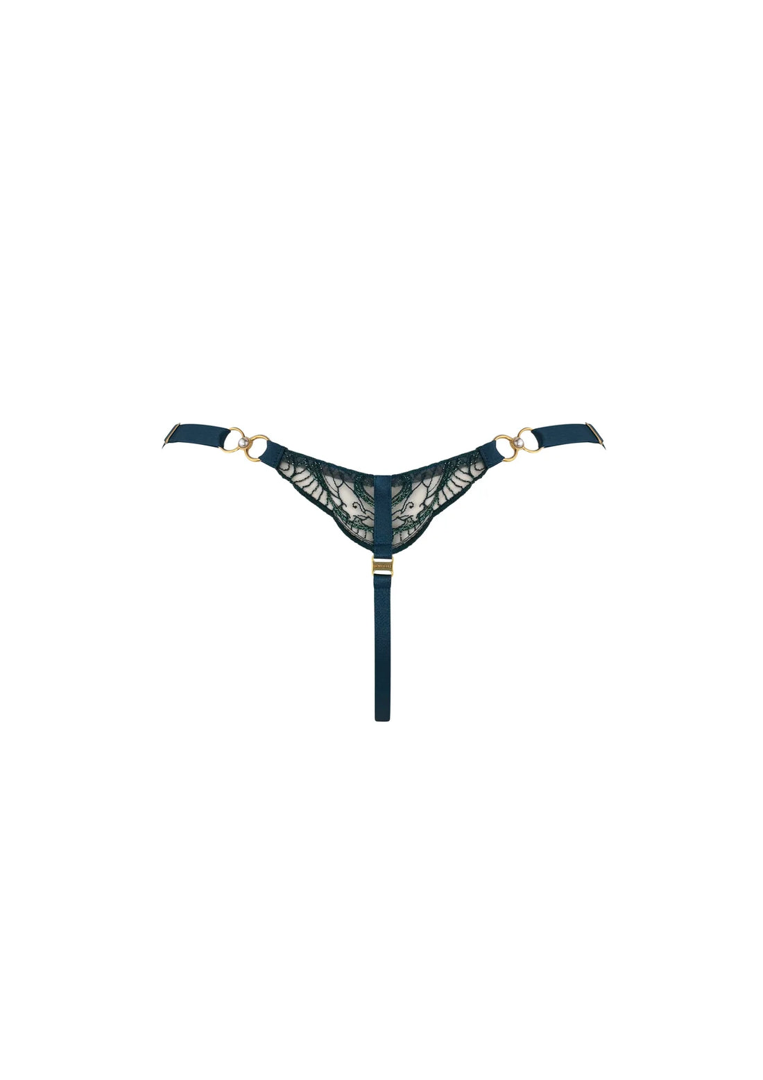 Teal Pearl Strap Thong