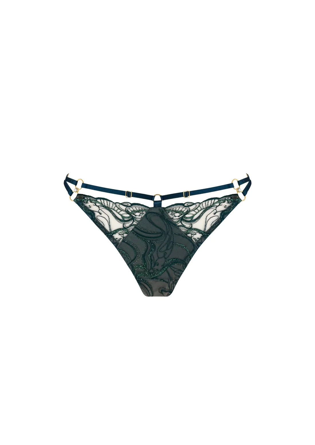 Teal Pearl Strap Thong