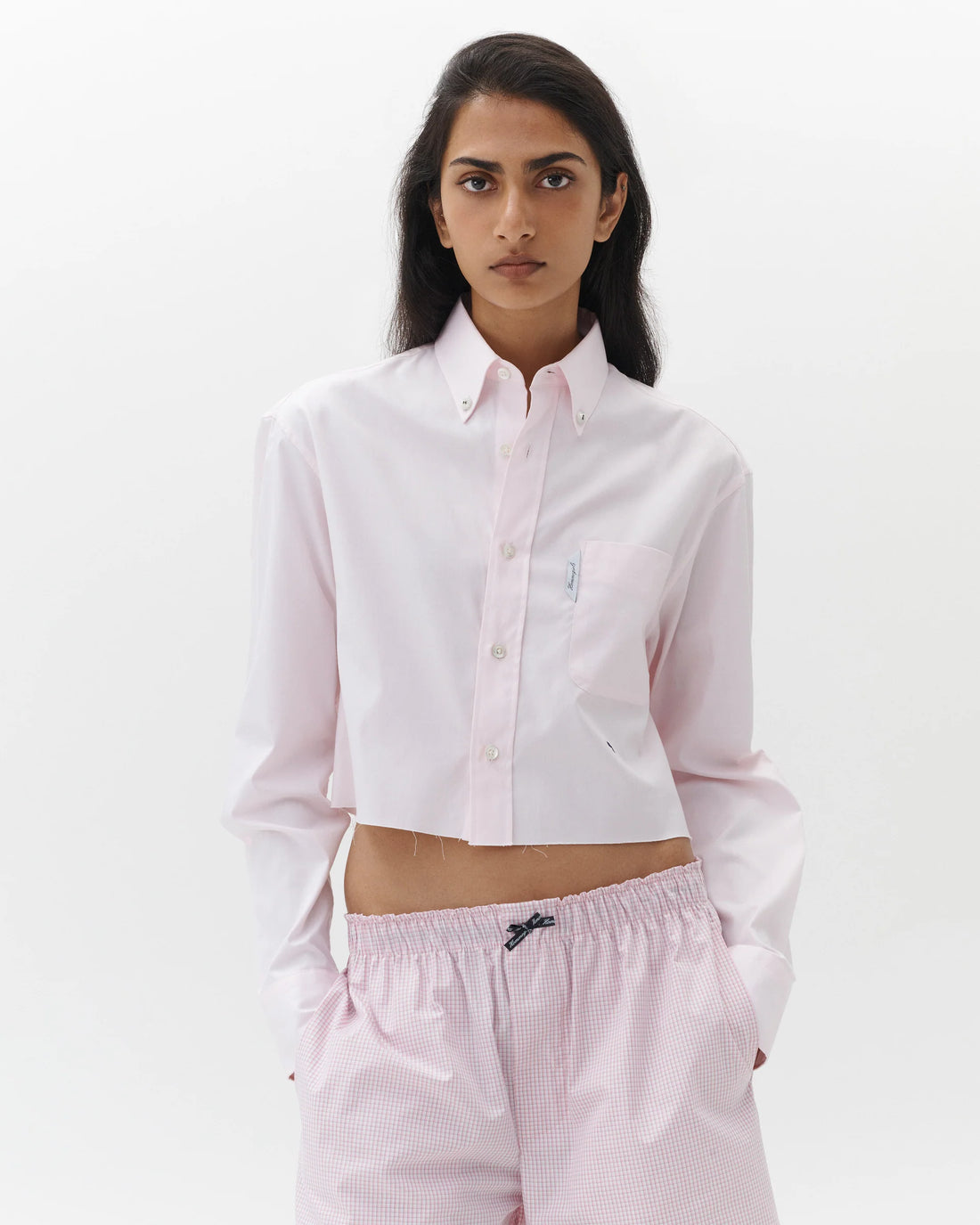 Pink Oxford Cropped Shirt