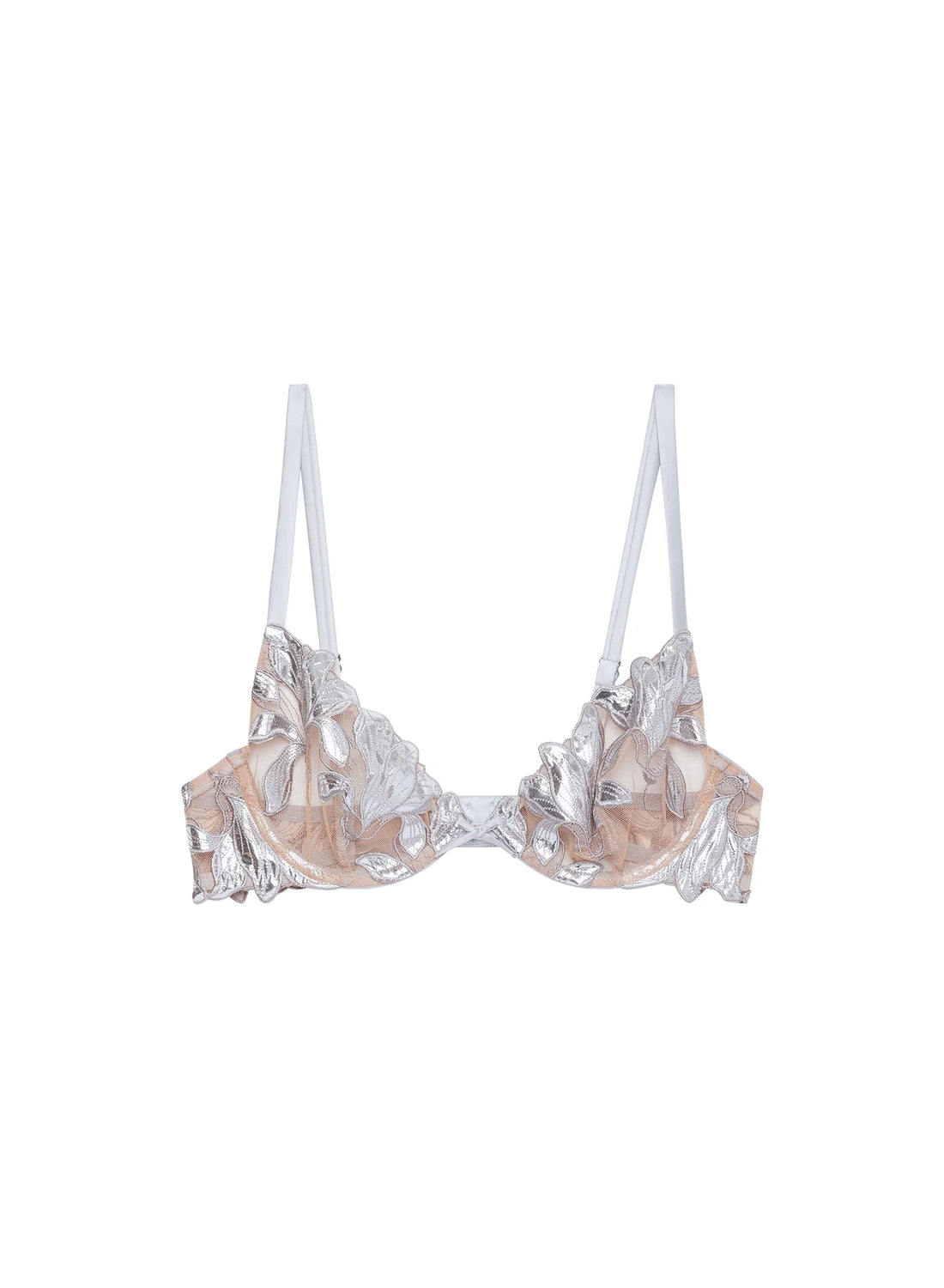 Platinum Foil Lily Embroidery Demi Bra