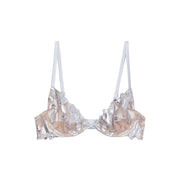 Platinum Foil Lily Embroidery Demi Bra