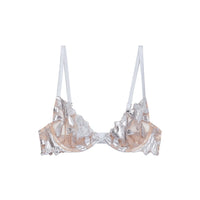 Platinum Foil Lily Embroidery Demi Bra