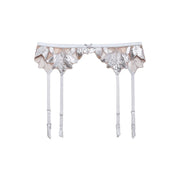 Platinum Foil Lily Embroidery Garter Belt