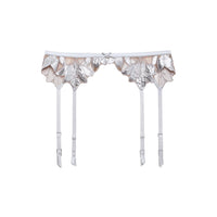 Platinum Foil Lily Embroidery Garter Belt