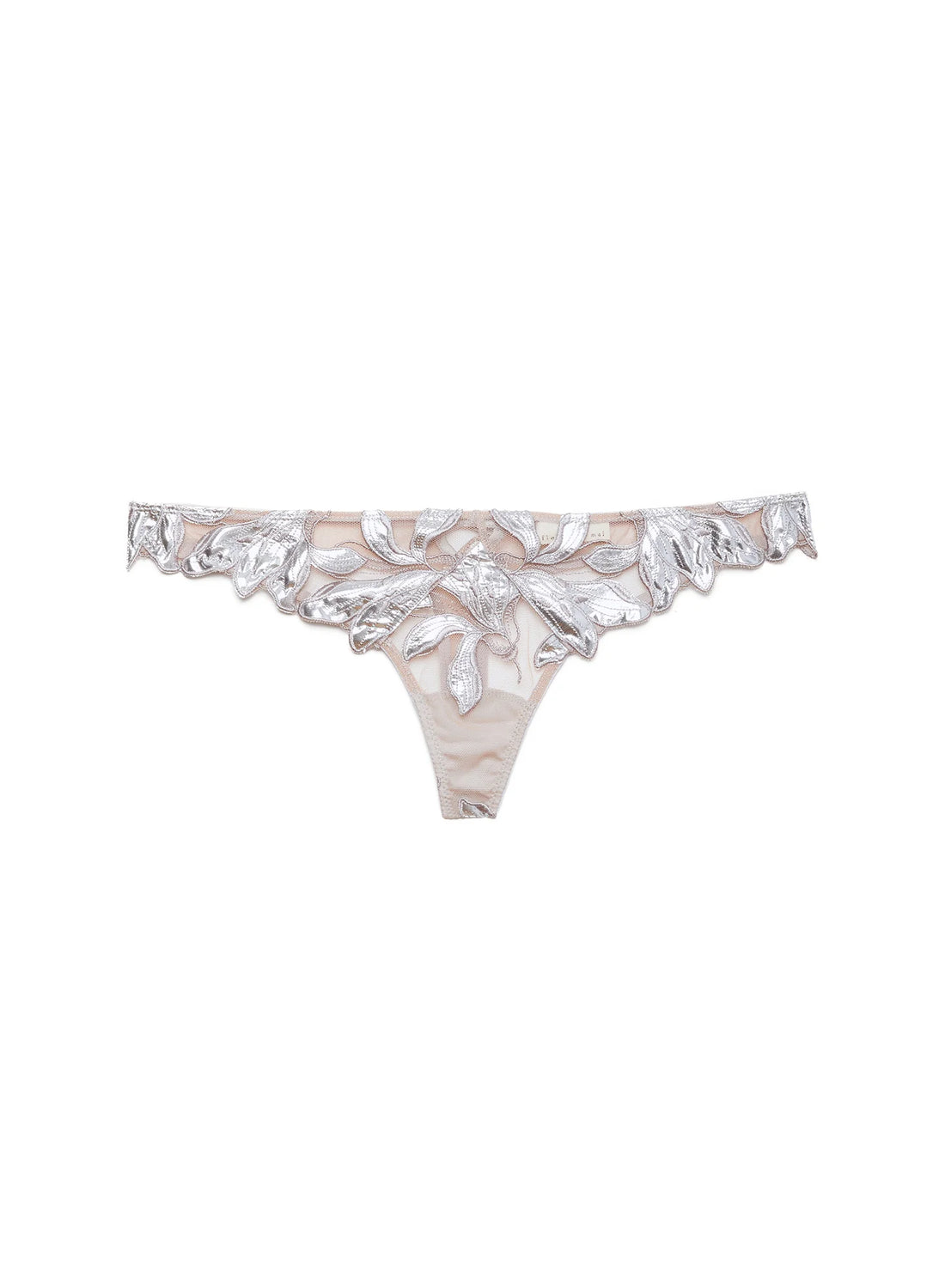 Platinum Foil Lily Embroidery Thong