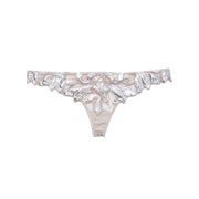 Platinum Foil Lily Embroidery Thong