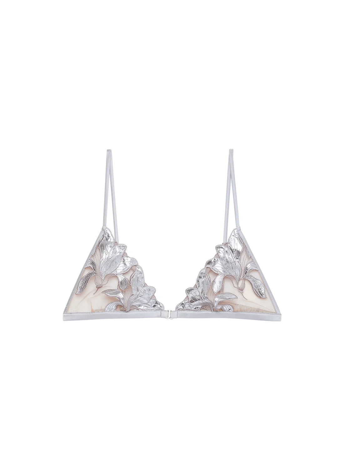 Platinum Foil Lily Embroidery Triangle Bra