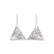 Platinum Foil Lily Embroidery Triangle Bra