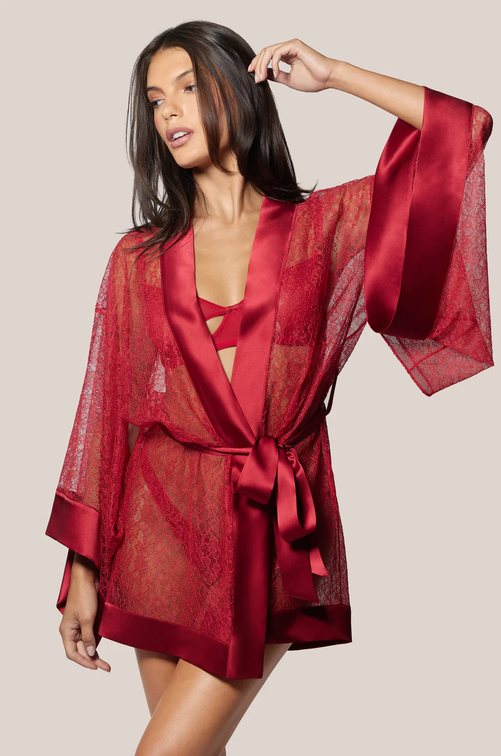 Red Petite Fleur Kimono