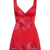 Red Rose Brushstroke Siren Satin Mini Dress