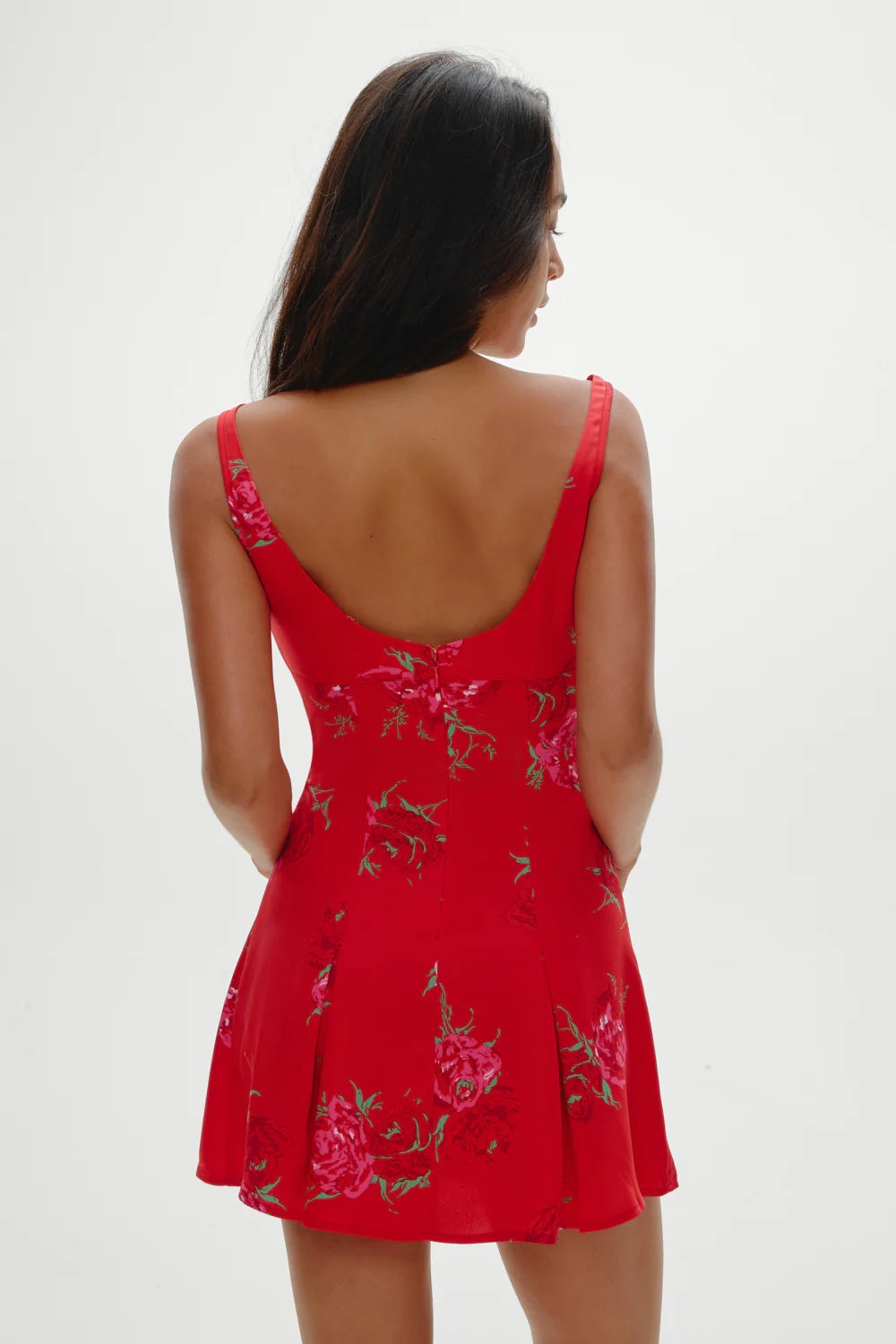 Red Rose Brushstroke Siren Satin Mini Dress
