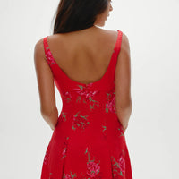 Red Rose Brushstroke Siren Satin Mini Dress