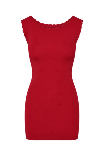 Red Rose Leila Pointelle Mini Dress