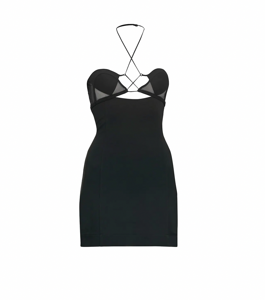 Black Hilma Halterneck Mini Dress