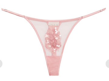 Pink Lady Beaded Appliqué Thong