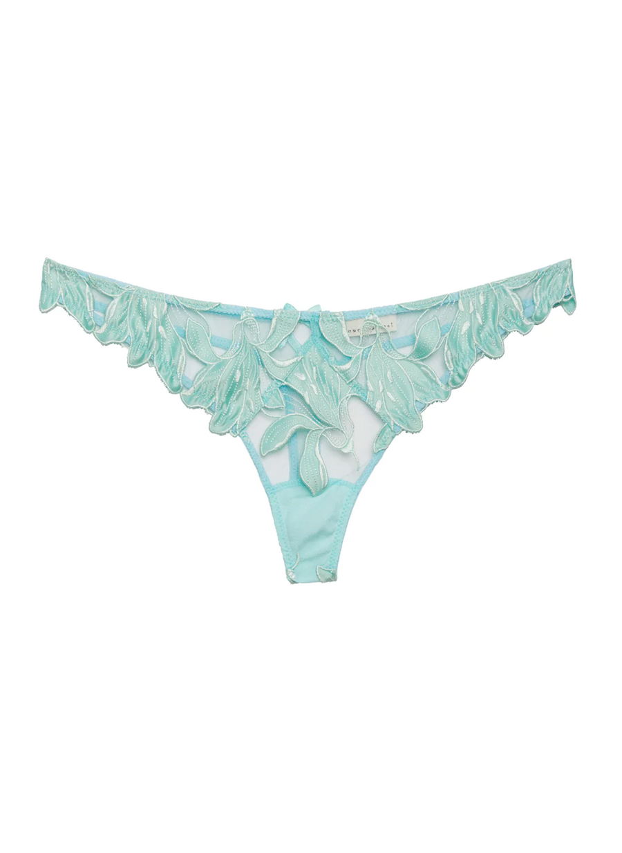 Spearmint Lily Embroidery Thong