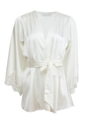 Ivory Beaded Iris Lace Angel Sleeve Robe