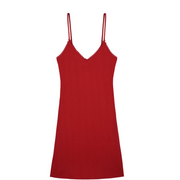 Cherry Red Pointelle Cami Slip Dress