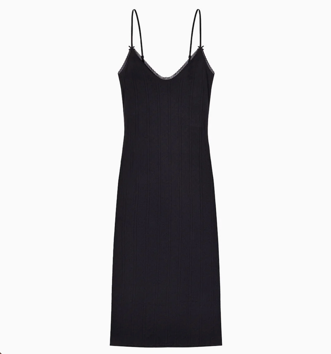 Black Pointelle Midi Slip