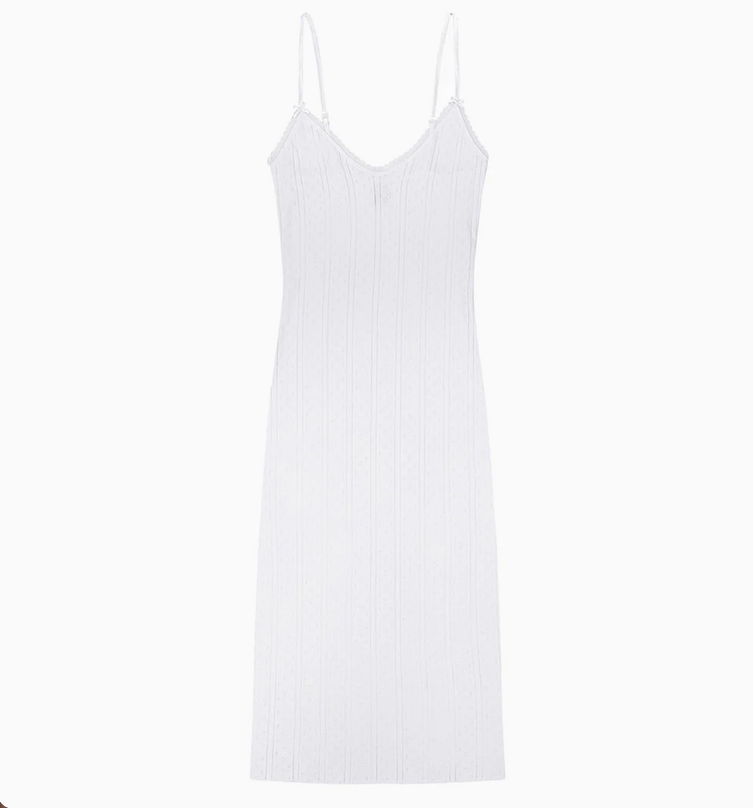 White Pointelle Midi Slip