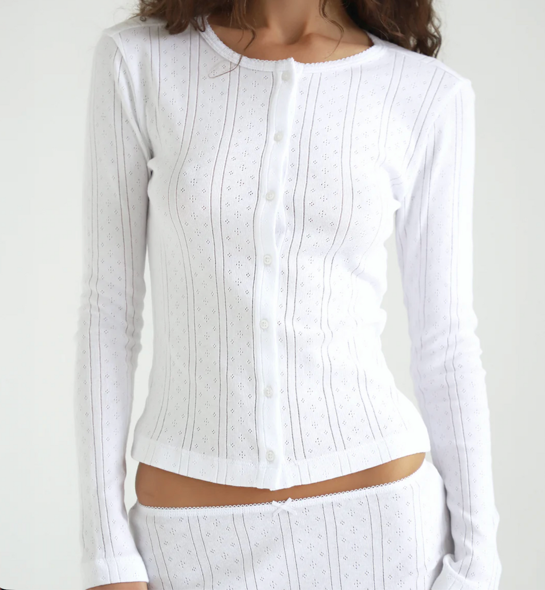 White Pointelle Cardigan