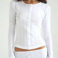 White Pointelle Cardigan