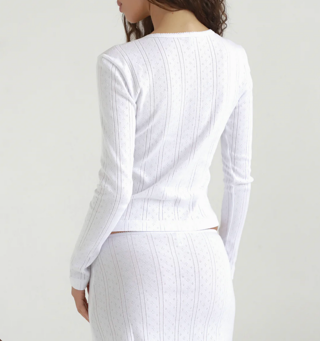 White Pointelle Cardigan