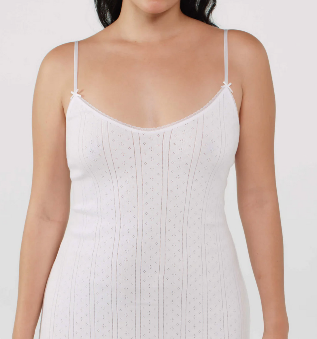 White Pointelle Midi Slip
