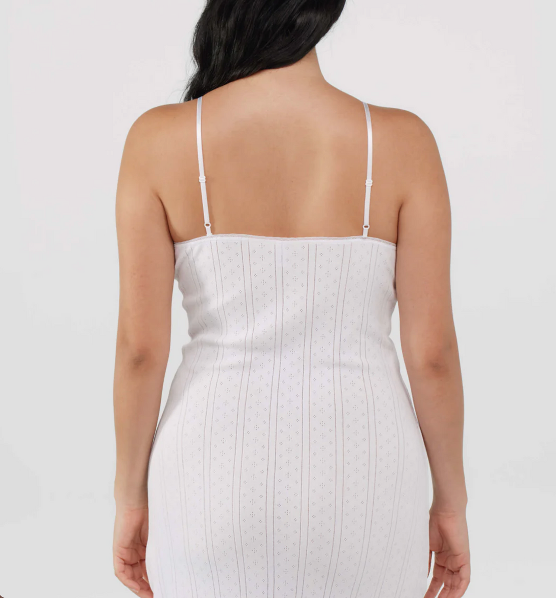 White Pointelle Midi Slip