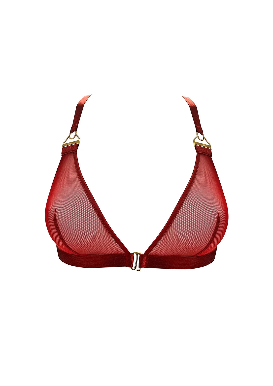 Burnt Red Signature Mesh Triangle Bra