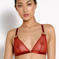 Burnt Red Signature Mesh Triangle Bra