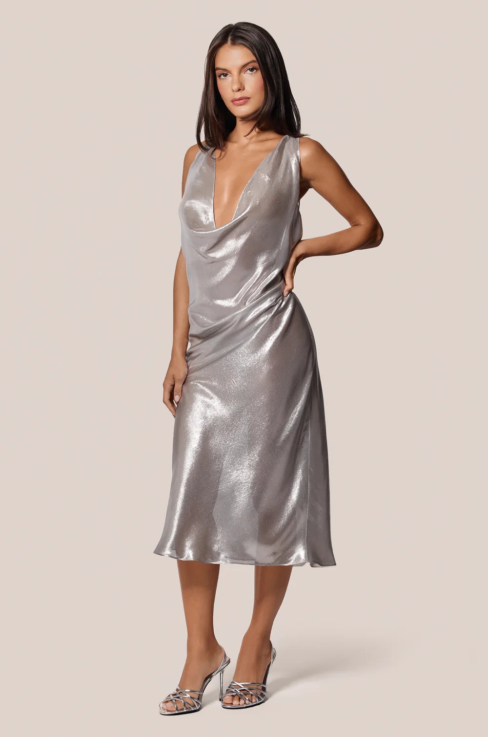 Sterling Le Disco Cowl Midi Dress