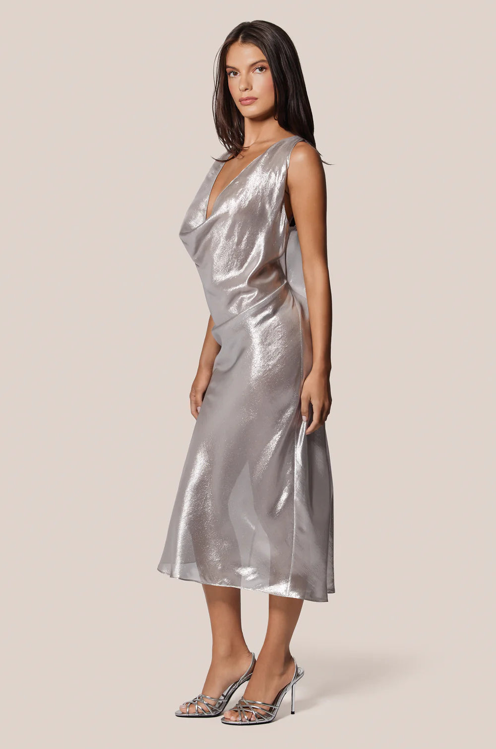 Sterling Le Disco Cowl Midi Dress