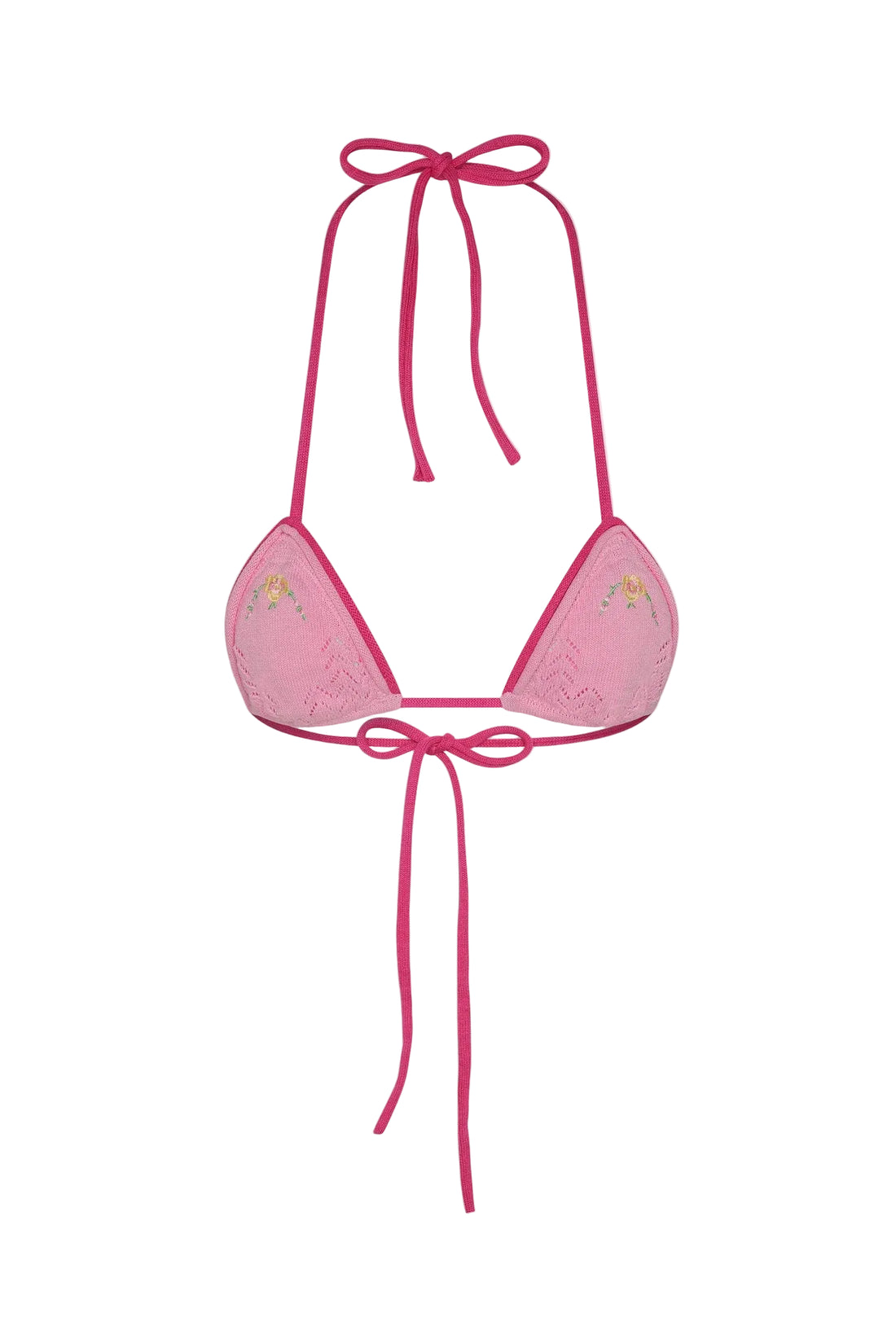 Strawberry Lemonade Tide Knit Bikini Top