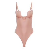 Tan Le Stretch Micro U Plunge Bodysuit