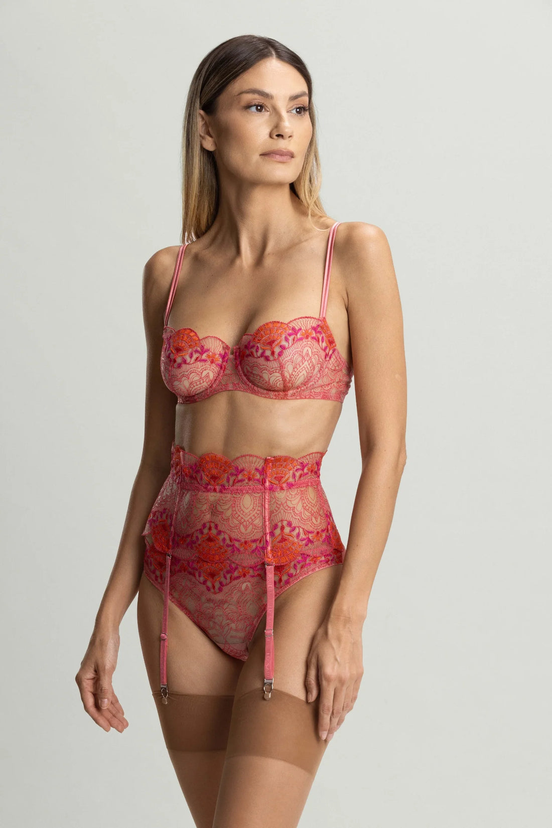 Tea Rose Venetian Glass Suspender Belt