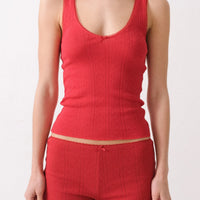 Cherry Red Pointelle Scoop Tank Top