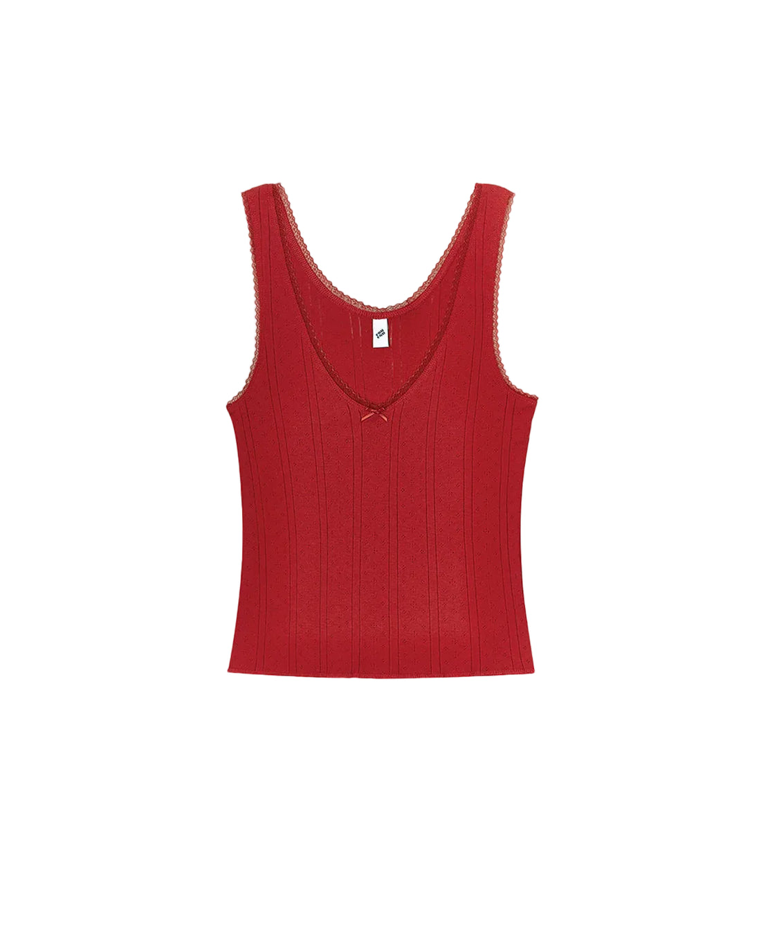 Cherry Red Pointelle Scoop Tank Top