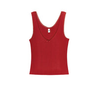 Cherry Red Pointelle Scoop Tank Top