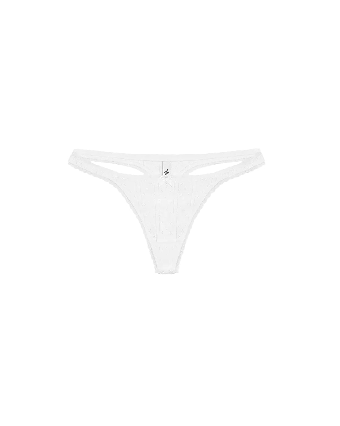 White Pointelle Thong Underwear