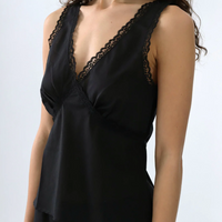 Black Cotton Voile Iris Tank