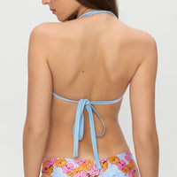 Color Me Reece Floral Satin Halter Bikini Top