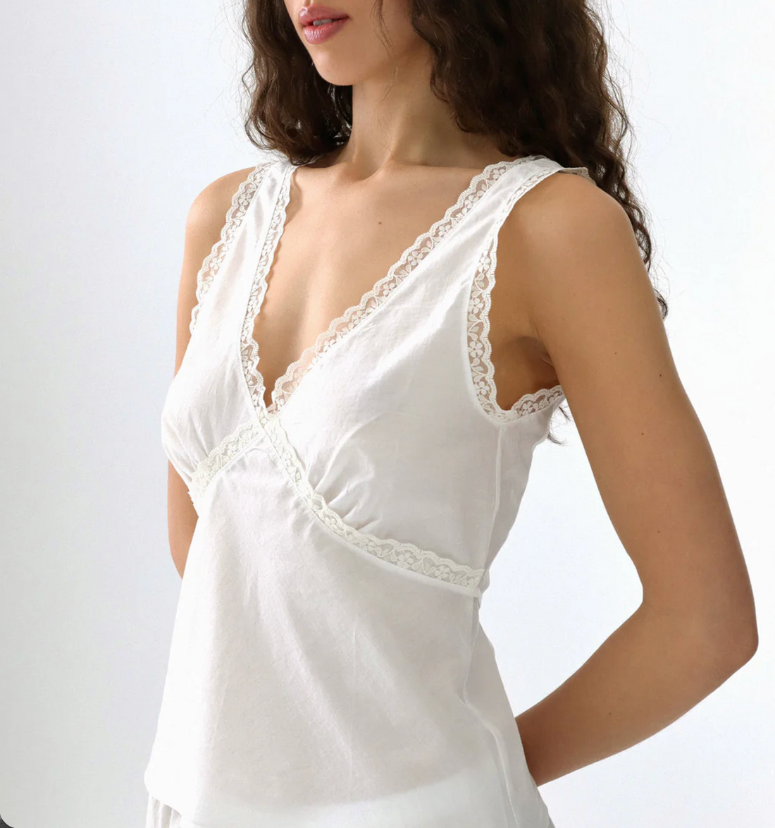 White Cotton Voile Iris Tank