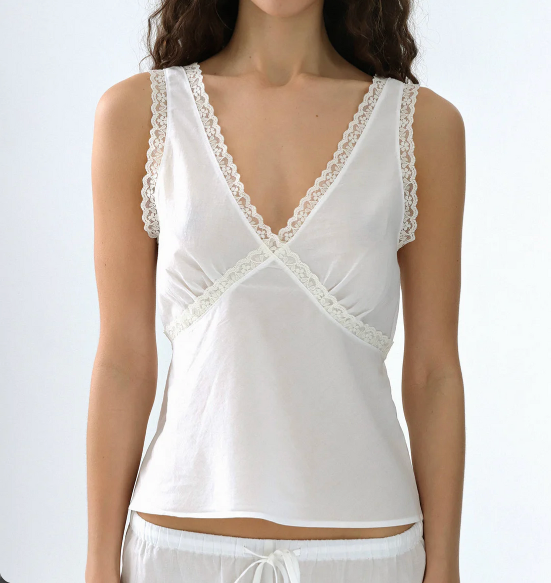 White Cotton Voile Iris Tank