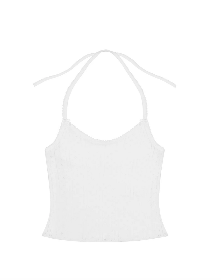 White Pointelle Halter