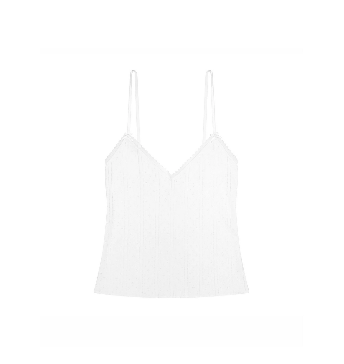 White Pointelle Long Cami