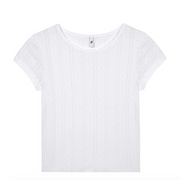 White Pointelle Baby Tee