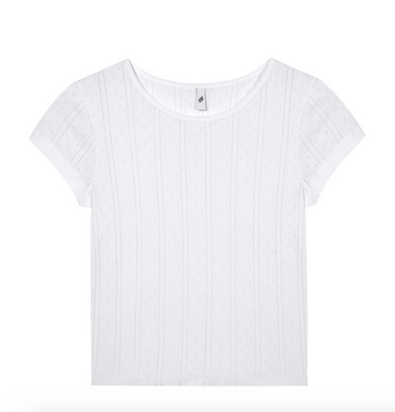 White Pointelle Regular Baby Tee