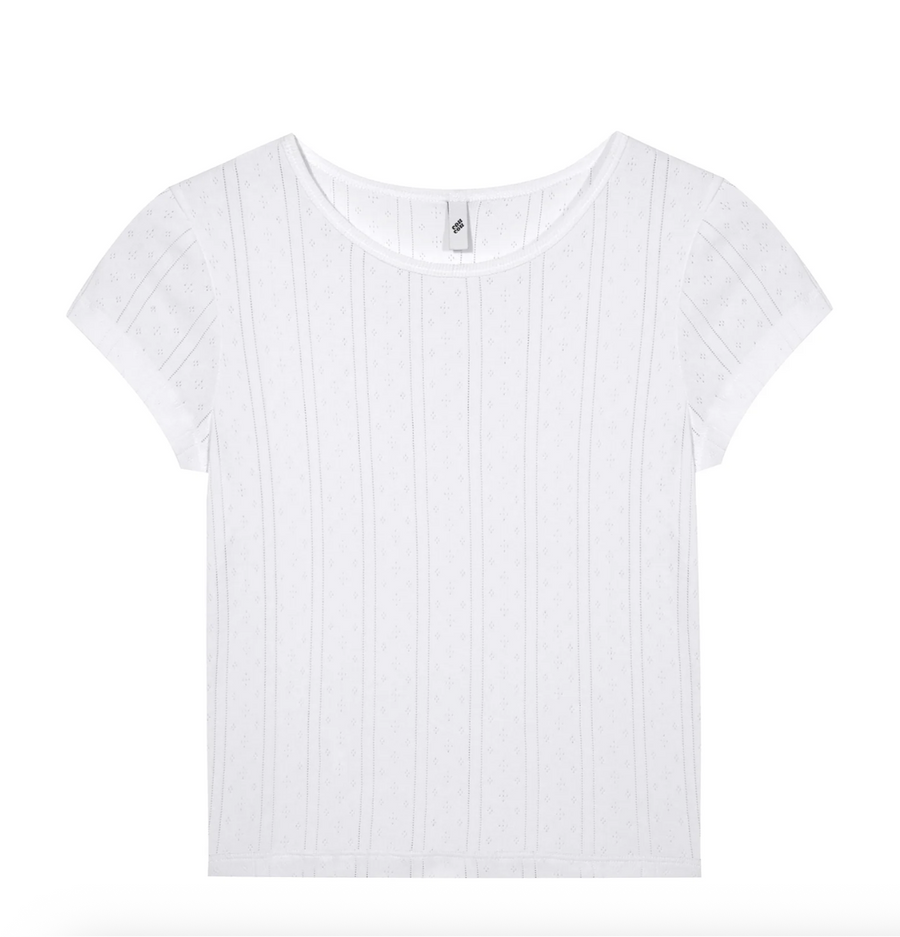 White Pointelle Regular Baby Tee