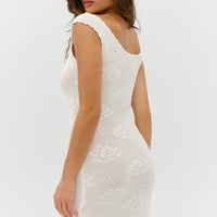 White Rose Cameron Crochet Mini Dress